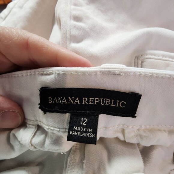 Banana Republic White Cotton Blend Shorts Womens Size 12 - Picture 3 of 3